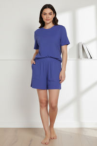Zivame 2 Mile Fashion Knit Poly Short Set - Iris Bloom — thumbnail 4